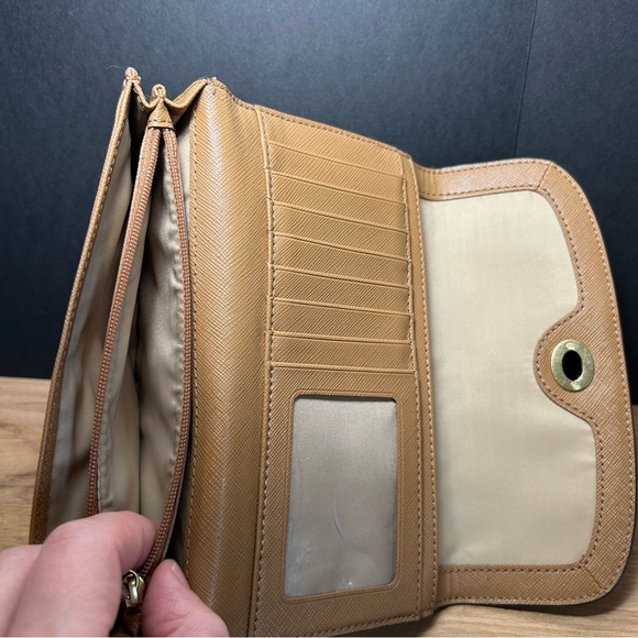 Coach Park Pebbled Leather Turnlock Tan Slim Envelope Wallet VTG EUC - Picture 11 of 15